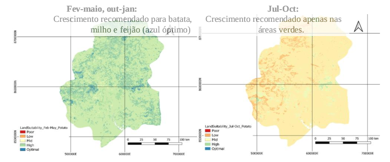 Mapa de Aptidão agrícola da batata do milho e feijão