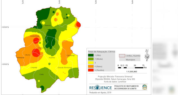 Mapa de produtividade de citrinos